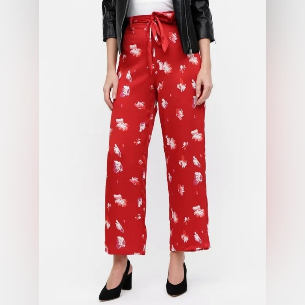 NWT ONLY Floral Red Palazzo Giza pants SZ 6